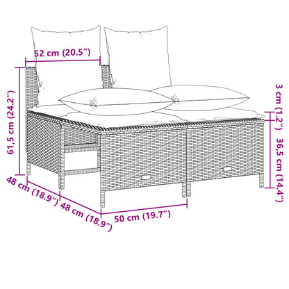 Set Divano da Giardino 4 pz con Cuscini Marrone in Polyrattan | homemem39