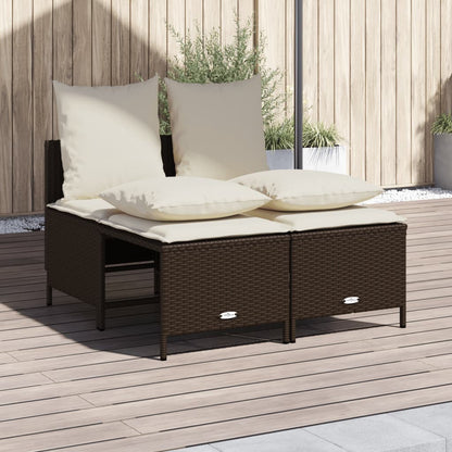 Set Divano da Giardino 4 pz con Cuscini Marrone in Polyrattan | homemem39