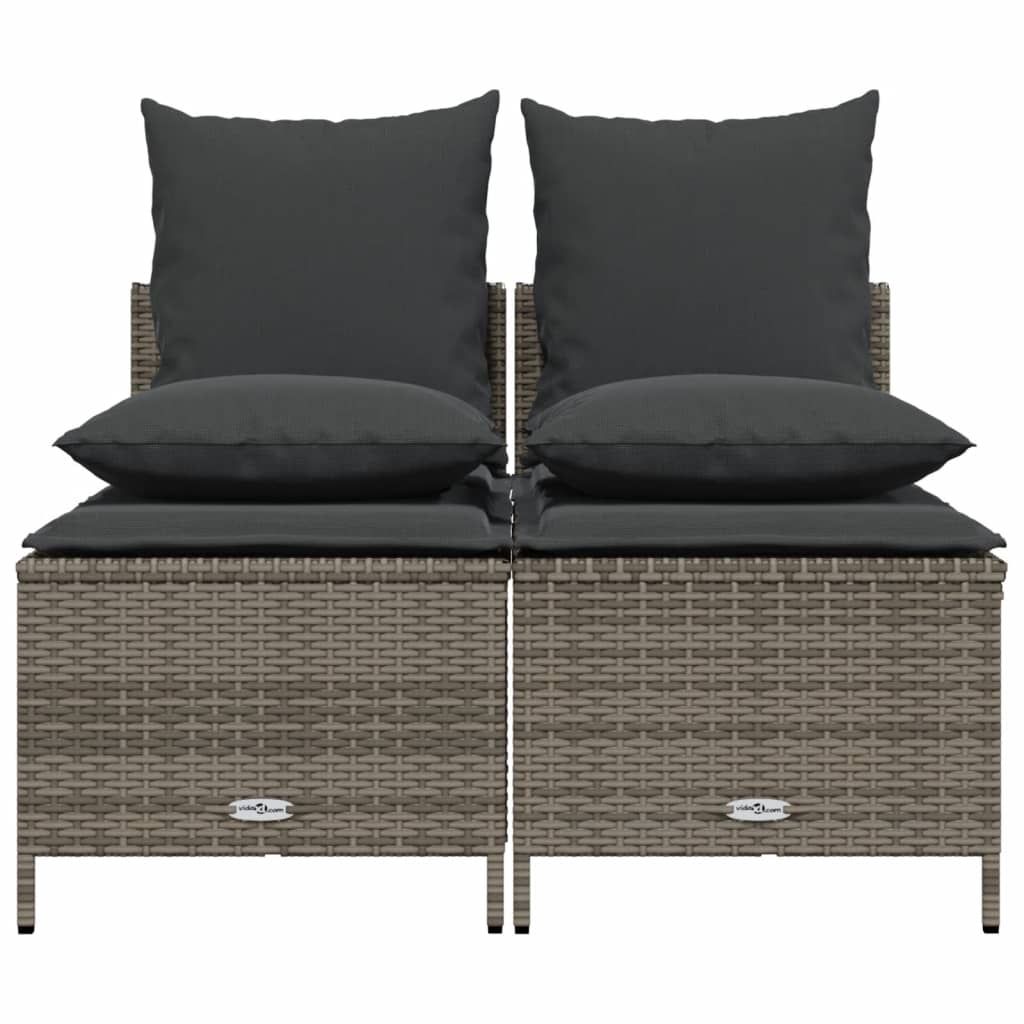 Set Divani da Giardino 4 pz con Cuscini in Polyrattan Grigio - homemem39