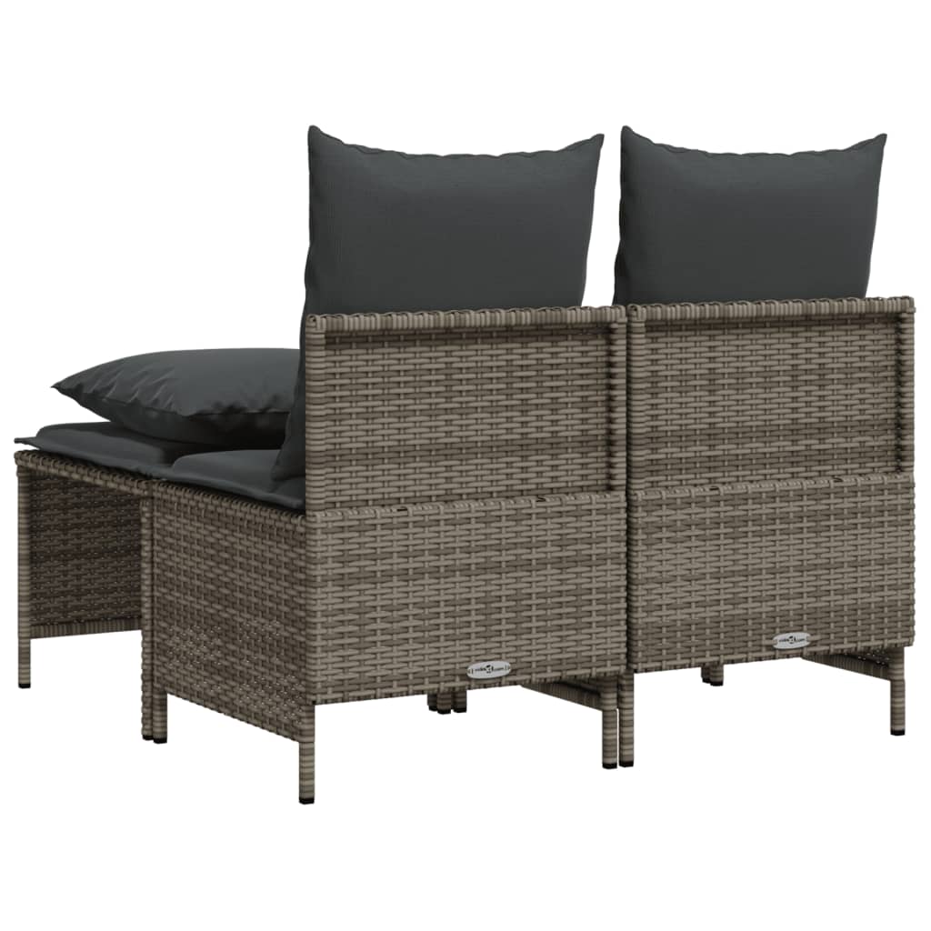 Set Divani da Giardino 4 pz con Cuscini in Polyrattan Grigio - homemem39