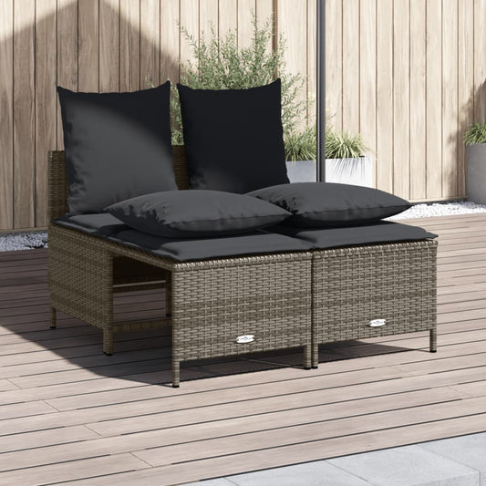 Set Divani da Giardino 4 pz con Cuscini in Polyrattan Grigio - homemem39