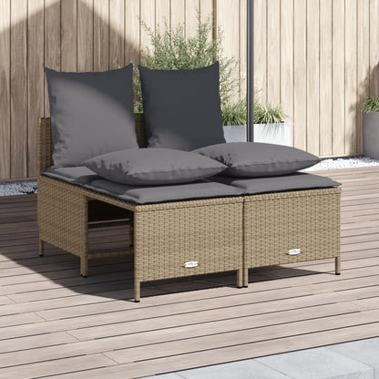 Set Divano da Giardino 4 pz con Cuscini Beige in Polyrattan - homemem39