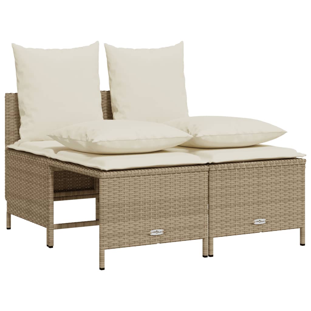 Set Divano da Giardino 4 pz con Cuscini Beige in Polyrattan - homemem39