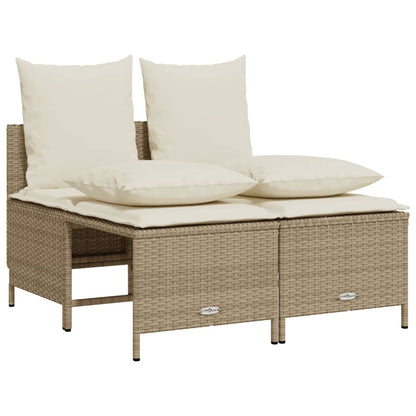 Set Divano da Giardino 4 pz con Cuscini Beige in Polyrattan - homemem39