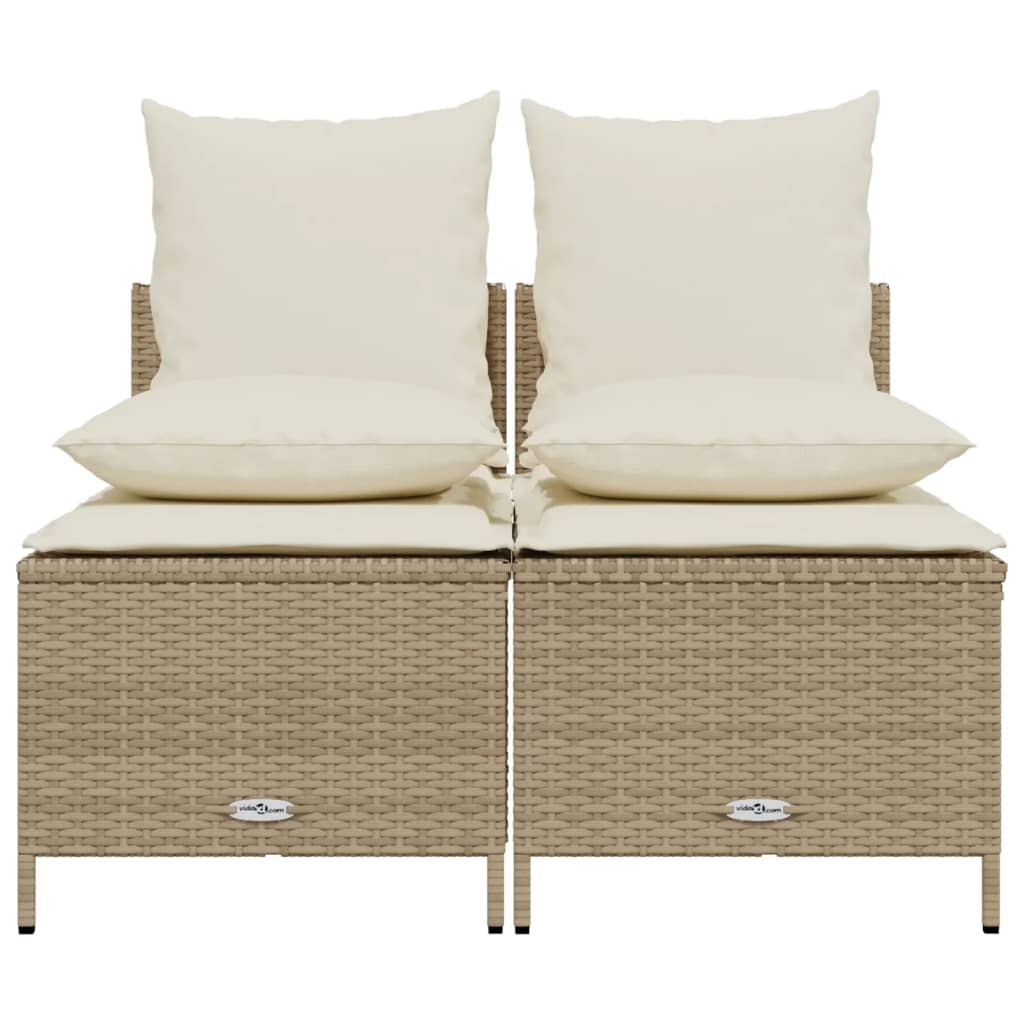 Set Divano da Giardino 4 pz con Cuscini Beige in Polyrattan - homemem39