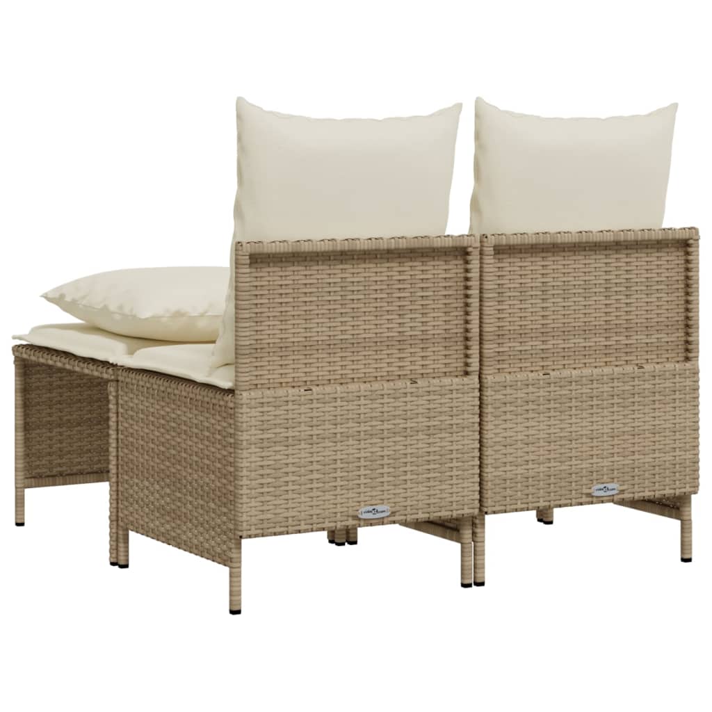 Set Divano da Giardino 4 pz con Cuscini Beige in Polyrattan - homemem39