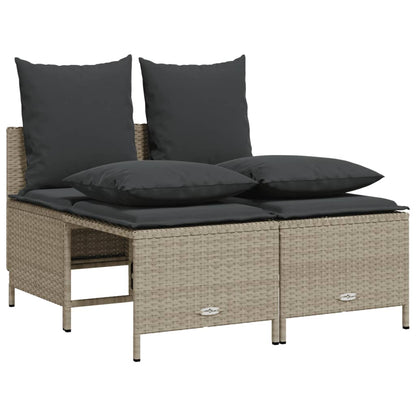 Set Divano da Giardino 4pz con Cuscini Grigio Chiaro Polyrattan | homemem39
