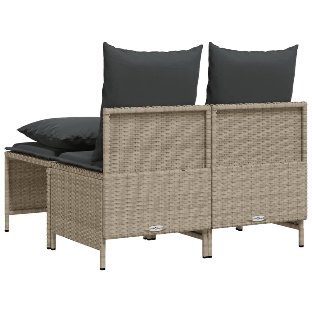 Set Divano da Giardino 4pz con Cuscini Grigio Chiaro Polyrattan | homemem39