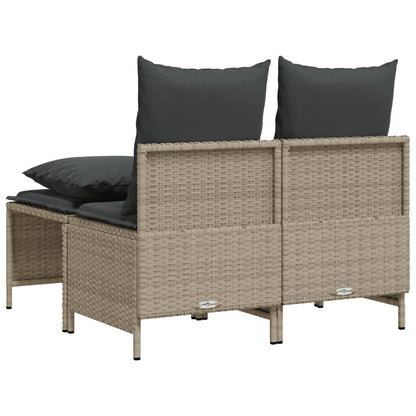 Set Divano da Giardino 4pz con Cuscini Grigio Chiaro Polyrattan | homemem39