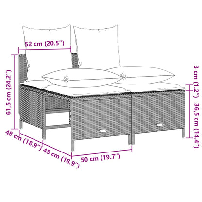 Set Divano da Giardino 4pz con Cuscini Grigio Chiaro Polyrattan | homemem39