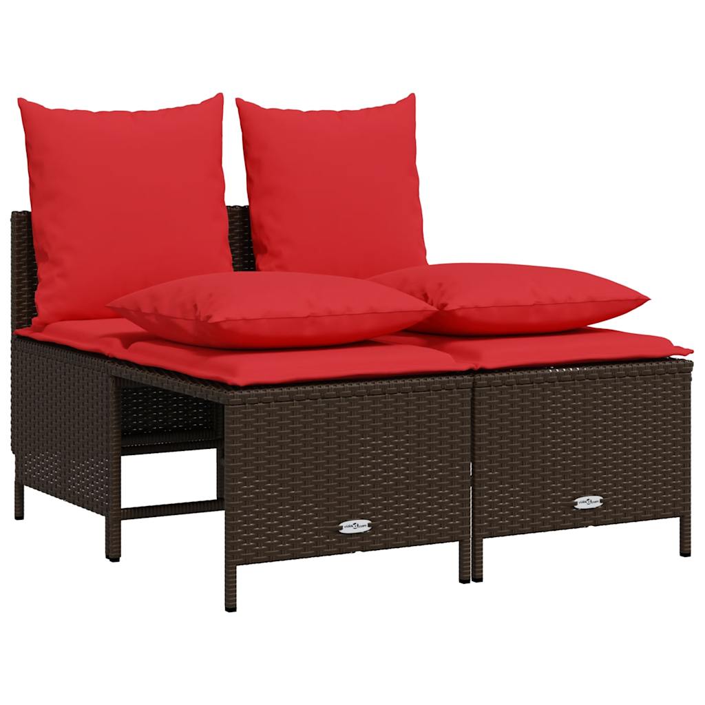 Set Divani da Giardino 4 pz con Cuscini Marrone in Polyrattan | homemem39