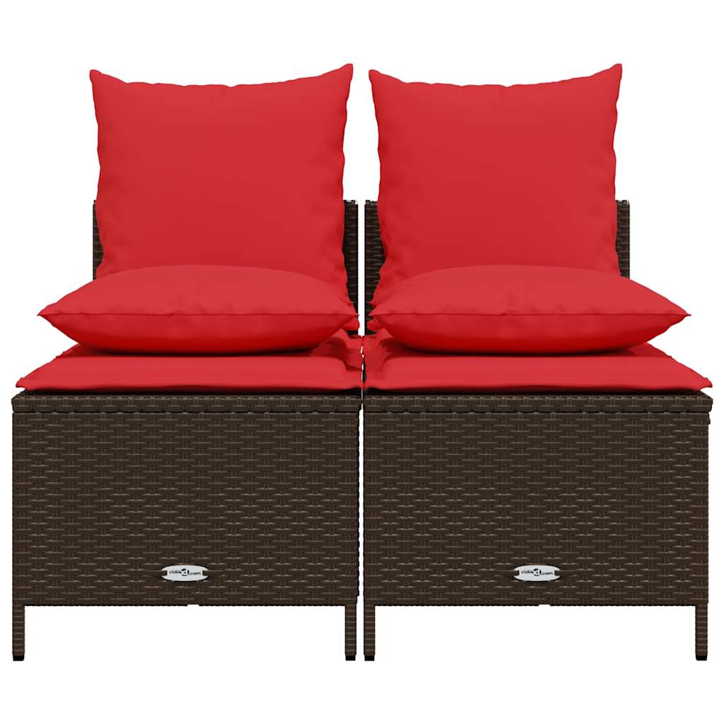 Set Divani da Giardino 4 pz con Cuscini Marrone in Polyrattan | homemem39