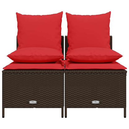 Set Divani da Giardino 4 pz con Cuscini Marrone in Polyrattan | homemem39