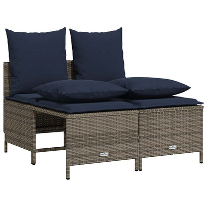 Set Divani da Giardino 4 pz con Cuscini Grigio in Polyrattan