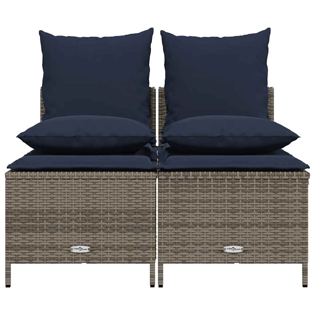 Set Divani da Giardino 4 pz con Cuscini Grigio in Polyrattan | homemem39