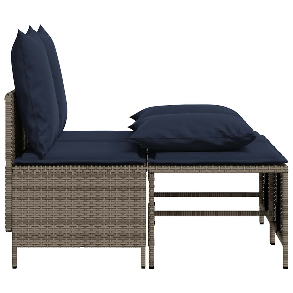 Set Divani da Giardino 4 pz con Cuscini Grigio in Polyrattan