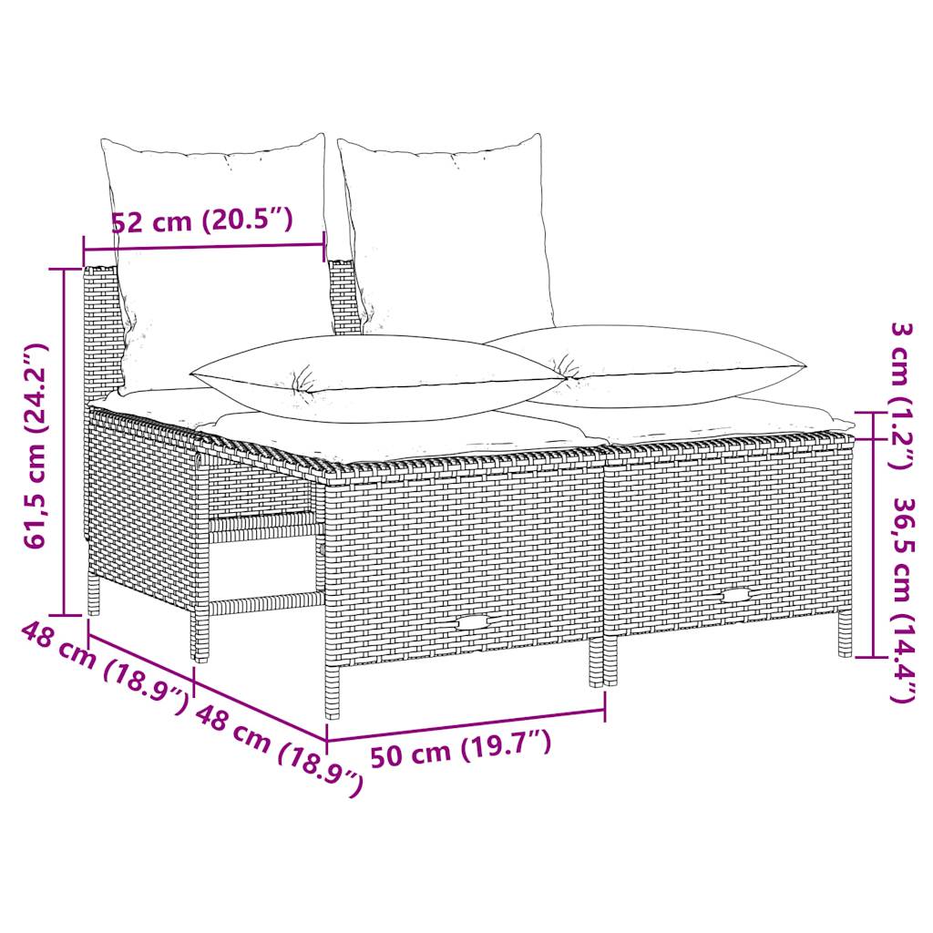 Set Divani da Giardino 4 pz con Cuscini Grigio in Polyrattan | homemem39