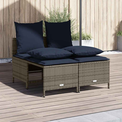 Set Divani da Giardino 4 pz con Cuscini Grigio in Polyrattan