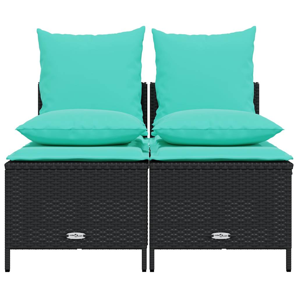 Set Divani da Giardino 4 pz con Cuscini in Polyrattan