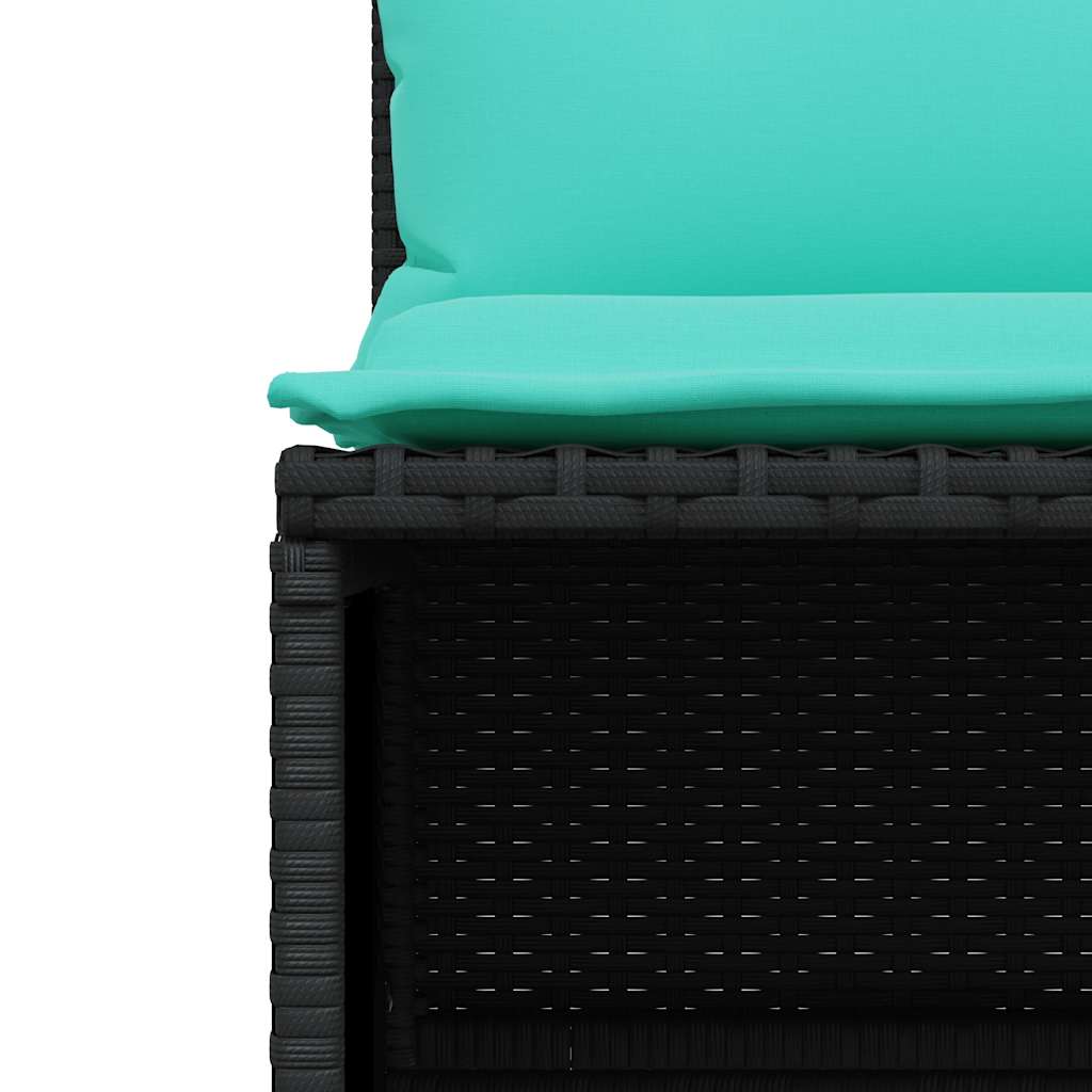 Set Divani da Giardino 4 pz con Cuscini Nero in Polyrattan | homemem39