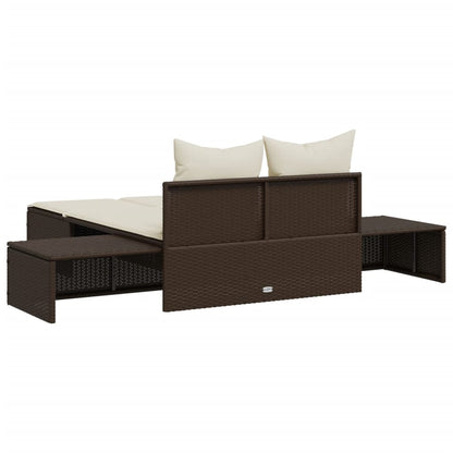 Lettino Prendisole con Cuscini Marrone in Polyrattan - homemem39