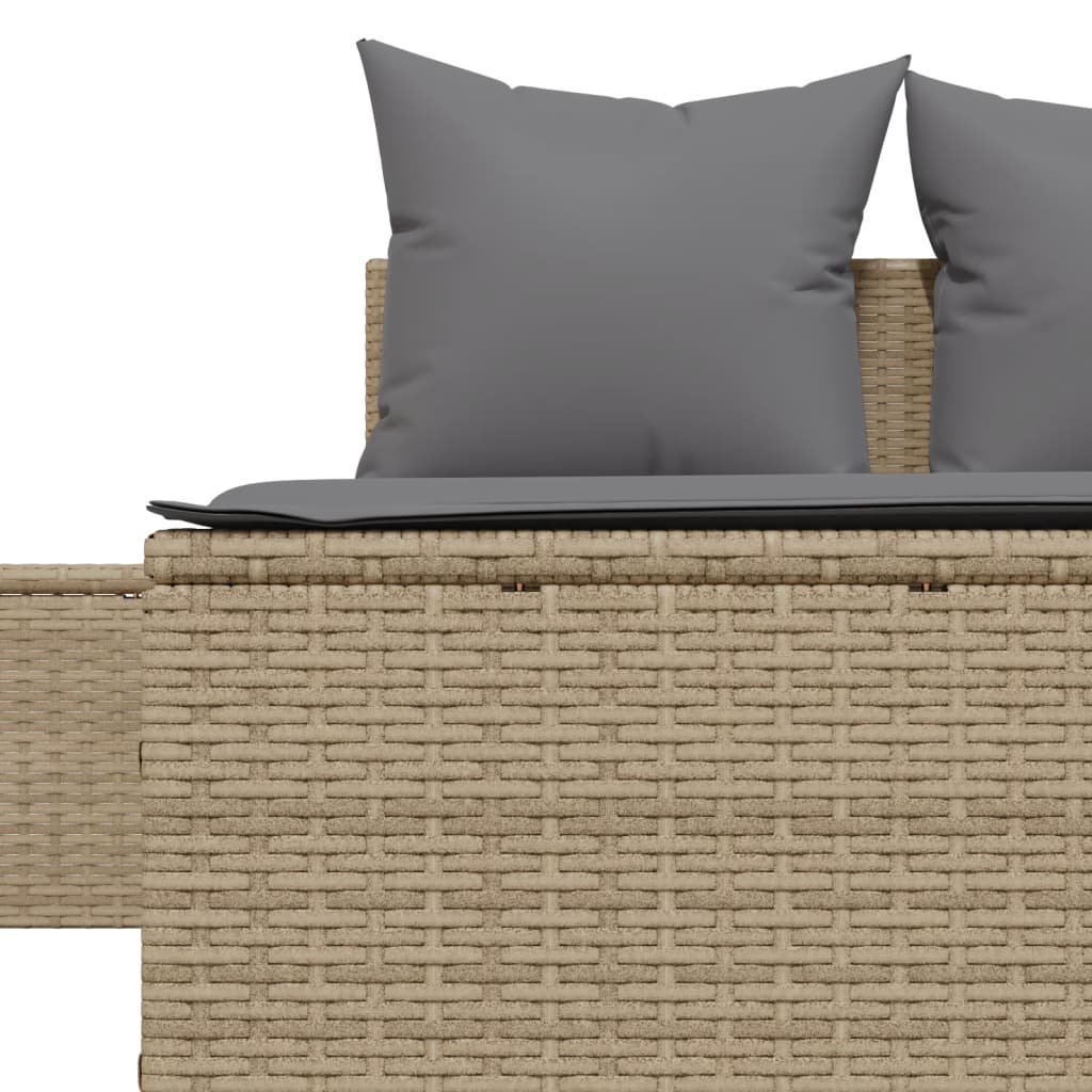 Lettino Prendisole con Cuscini Beige in Polyrattan - homemem39