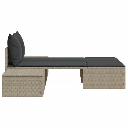 Lettino Prendisole Doppio con Cuscini Grigio Chiaro Polyrattan - homemem39