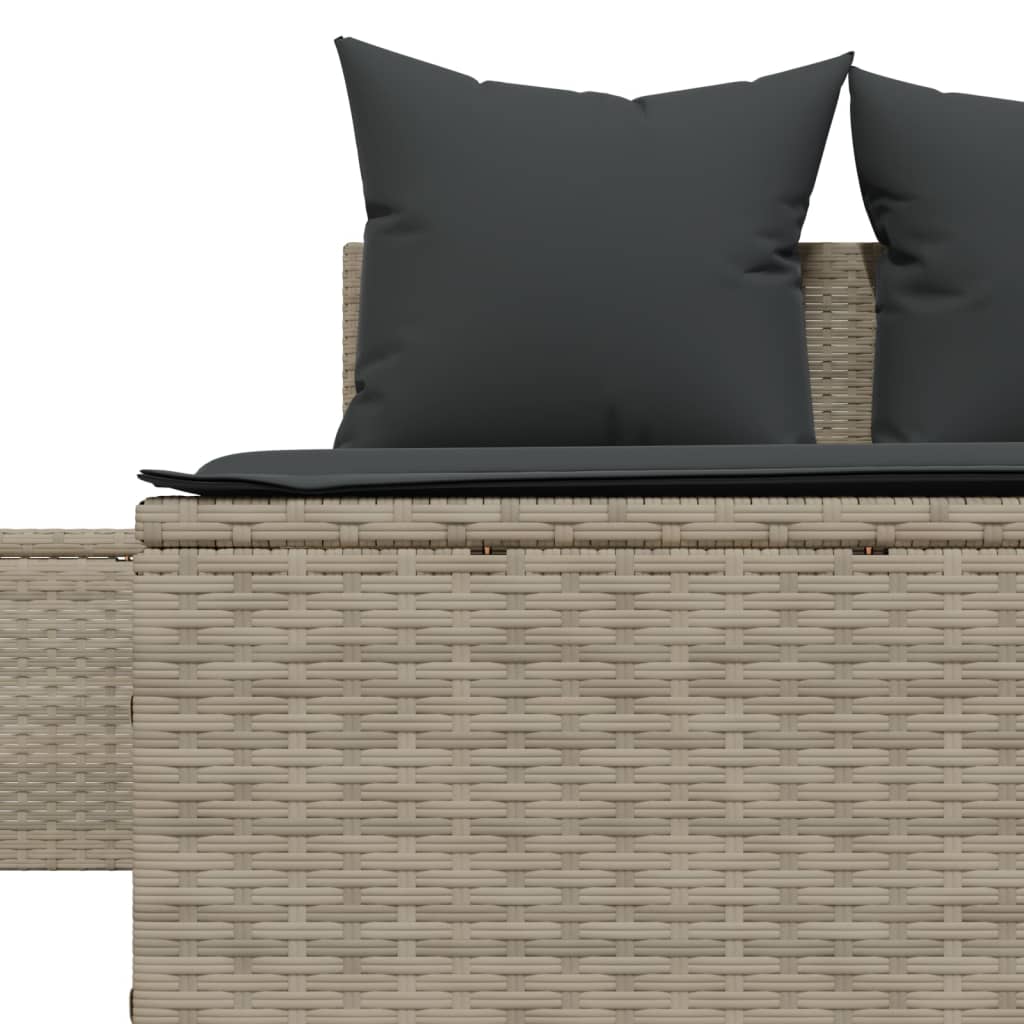 Lettino Prendisole Doppio con Cuscini Grigio Chiaro Polyrattan - homemem39