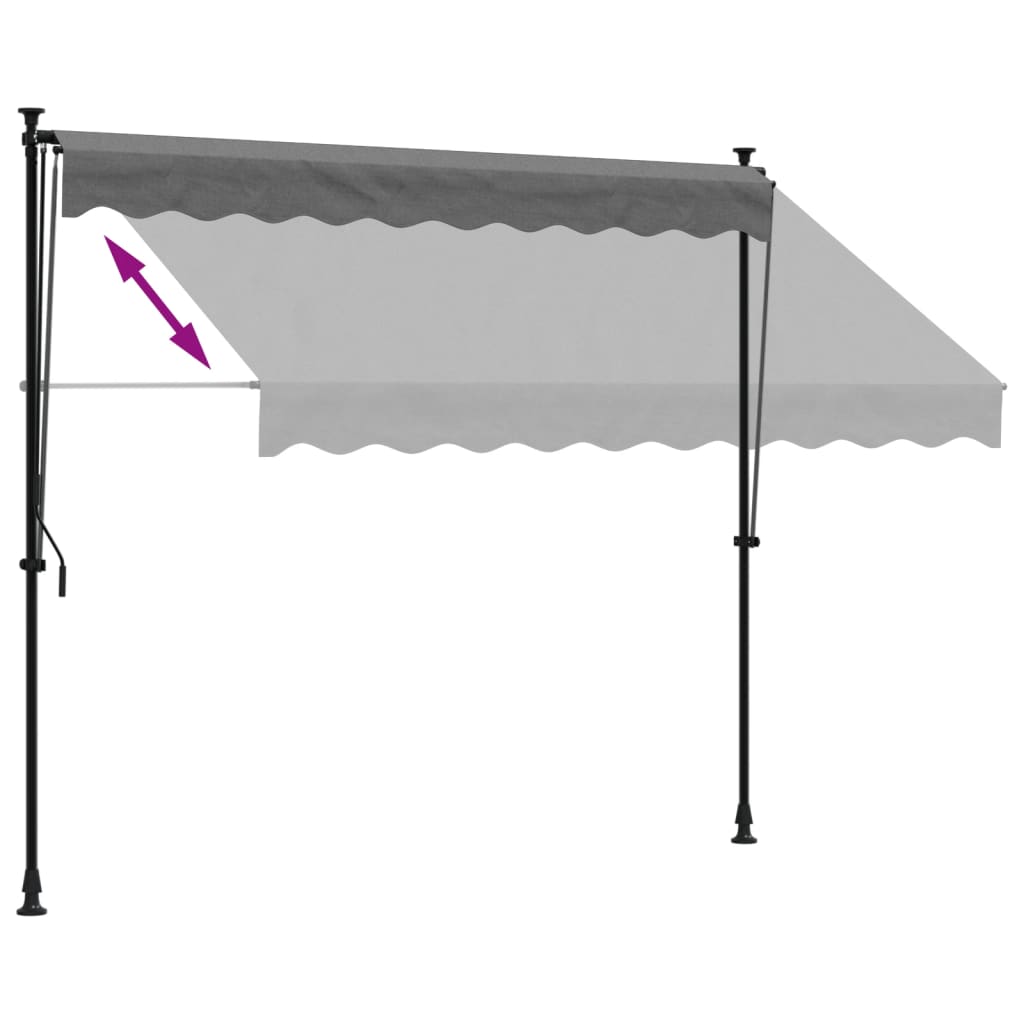 Tenda da Sole Retrattile Antracite 250x150 cm Tessuto e Acciaio - homemem39