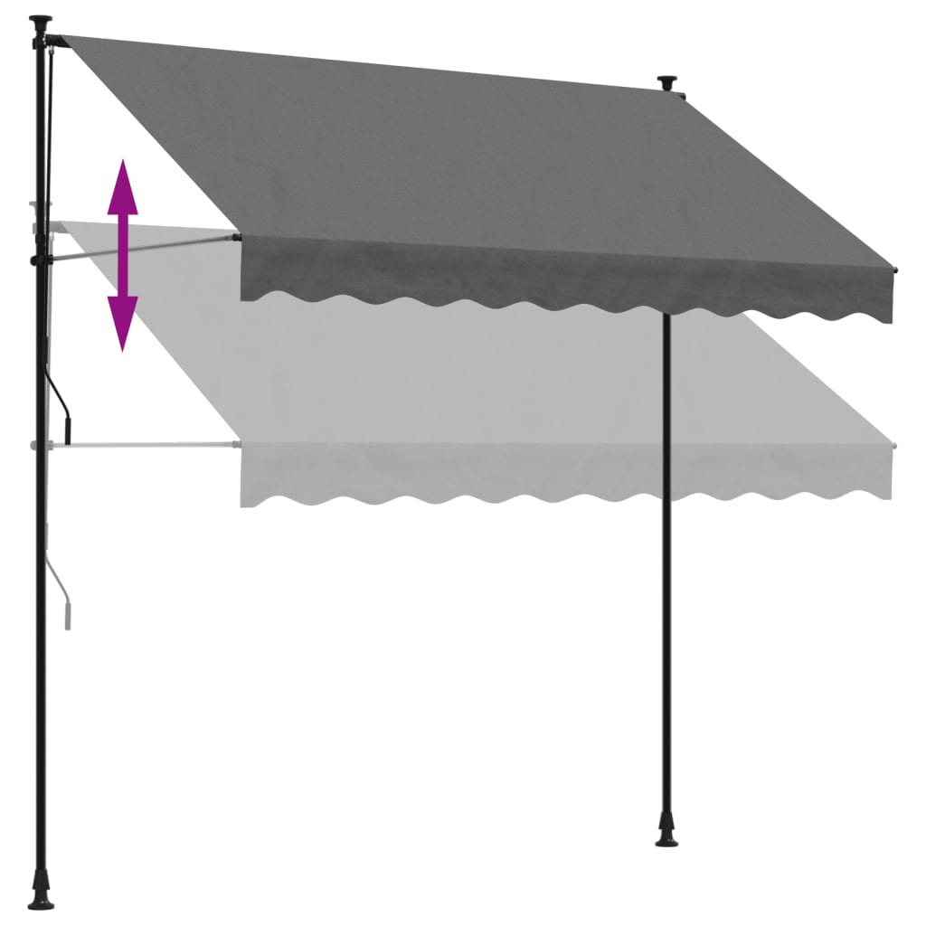 Tenda da Sole Retrattile Antracite 250x150 cm Tessuto e Acciaio - homemem39