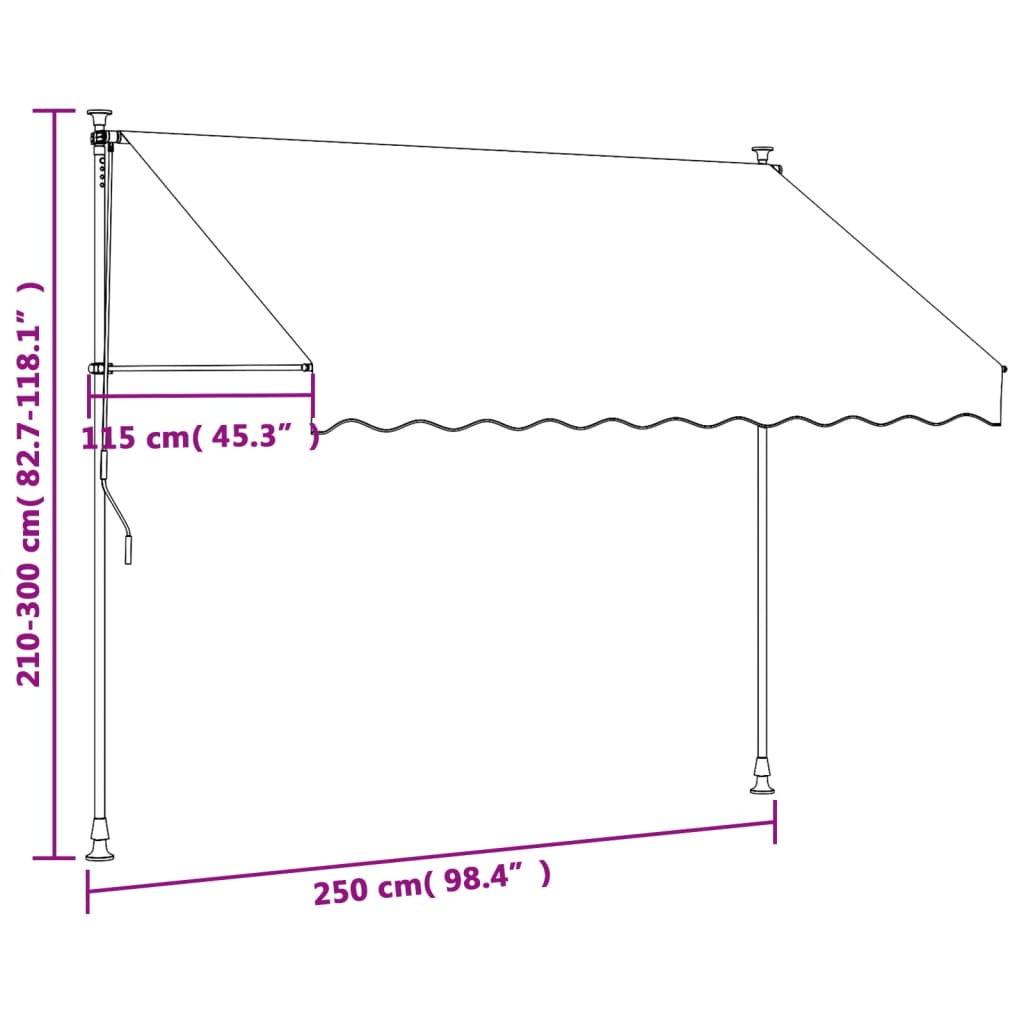 Tenda da Sole Retrattile Antracite 250x150 cm Tessuto e Acciaio - homemem39