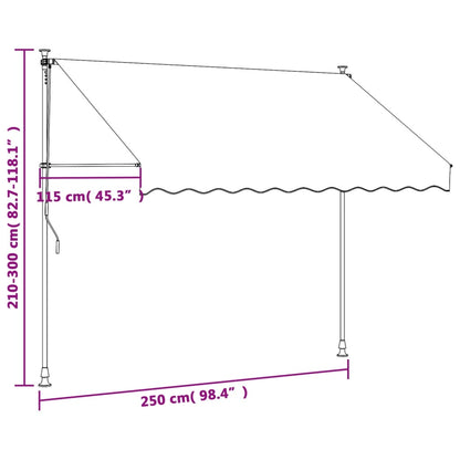 Tenda da Sole Retrattile Antracite 250x150 cm Tessuto e Acciaio - homemem39