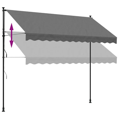 Tenda da Sole Retrattile Antracite 300x150 cm Tessuto e Acciaio - homemem39