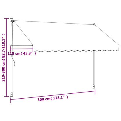 Tenda da Sole Retrattile Antracite 300x150 cm Tessuto e Acciaio - homemem39