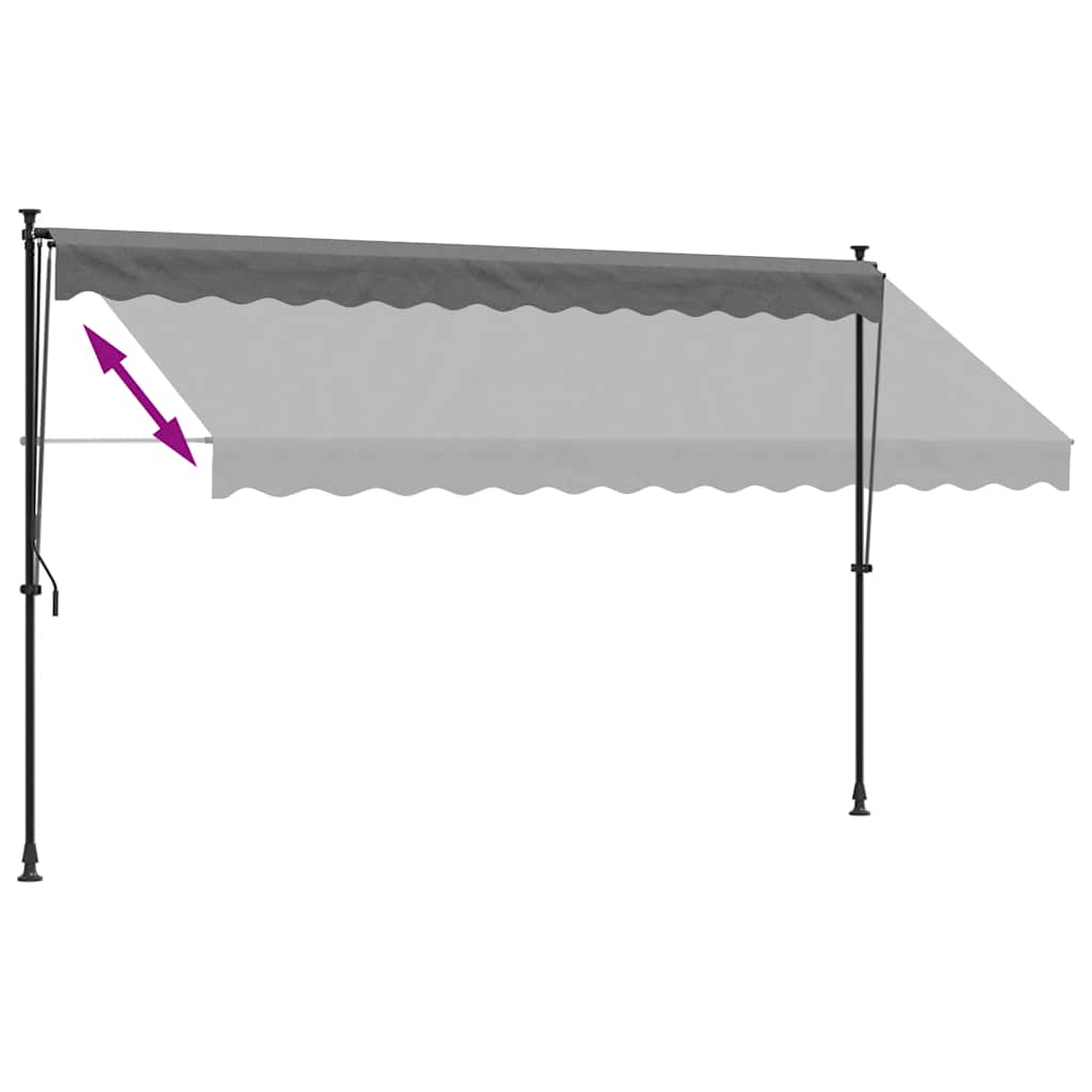Tenda da Sole Retrattile Antracite 350x150 cm Tessuto e Acciaio - homemem39
