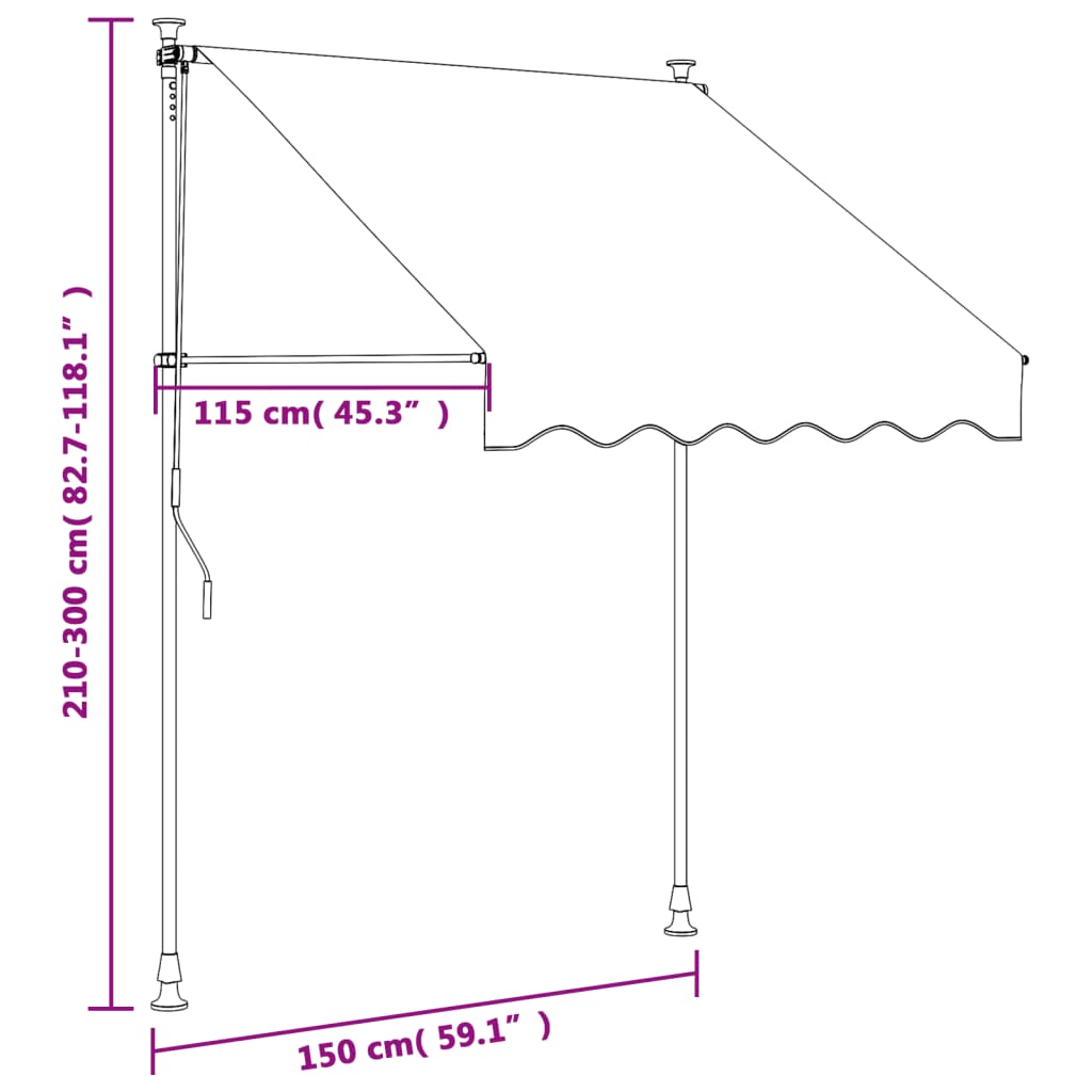 Tenda da Sole Retrattile Crema 150x150 cm in Tessuto e Acciaio - homemem39