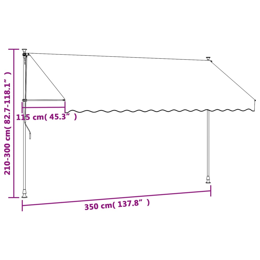 Tenda da Sole Retrattile Crema 350x150 cm in Tessuto e Acciaio