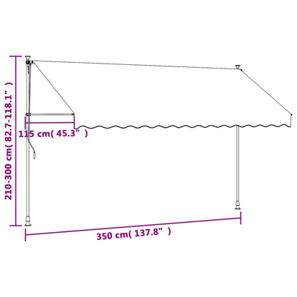 Tenda da Sole Retrattile Crema 350x150 cm in Tessuto e Acciaio