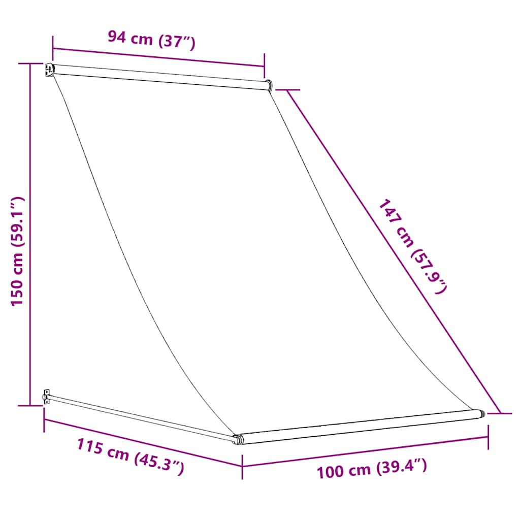 Tenda da Sole Retrattile Antracite 100x150 cm Tessuto e Acciaio | homemem39
