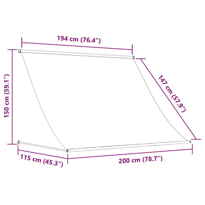 Tenda da Sole Retrattile Antracite 200x150 cm Tessuto e Acciaio