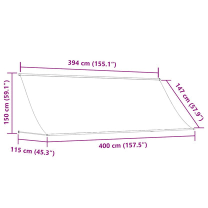 Tenda da Sole Retrattile Antracite 400x150 cm Tessuto e Acciaio