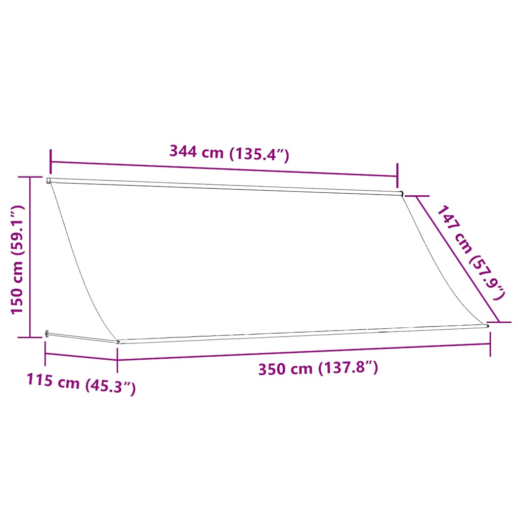 Tenda da Sole Retrattile Crema 350x150 cm in Tessuto e Acciaio | homemem39