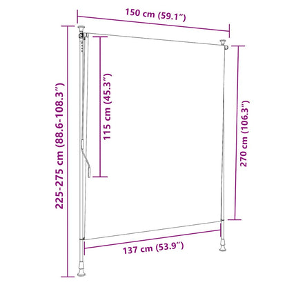 Tenda a Rullo Esterno Blu e Bianca 150x270cm Tessuto e Acciaio