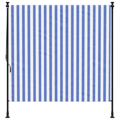 Tenda a Rullo Esterno Blu e Bianca 200x270cm Tessuto e Acciaio