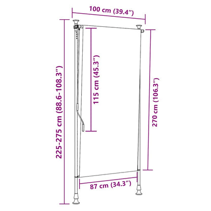 Tenda a Rullo Esterno Arancio Bianca 100x270cm Tessuto Acciaio