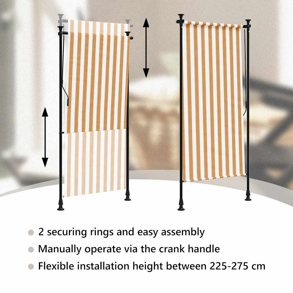Tenda a Rullo Esterno Arancio Bianca 100x270cm Tessuto Acciaio