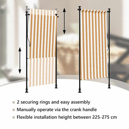 Tenda a Rullo Esterno Arancio Bianca 100x270cm Tessuto Acciaio