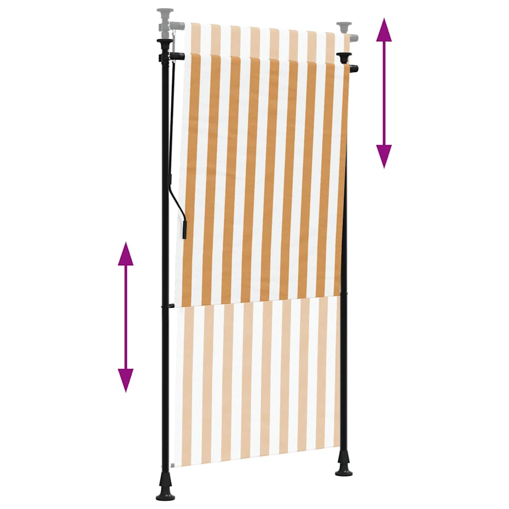 Tenda a Rullo Esterno Arancio Bianca 120x270 cm Tessuto Acciaio - homemem39