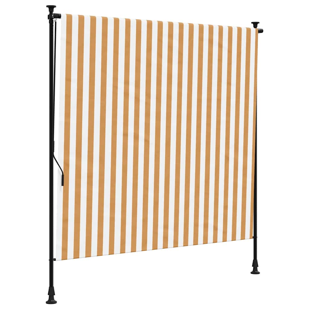 Tenda a Rullo Esterno Arancio Bianca 150x270 cm Tessuto Acciaio - homemem39