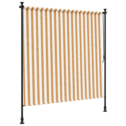 Tenda a Rullo Esterno Arancio Bianca 150x270 cm Tessuto Acciaio - homemem39